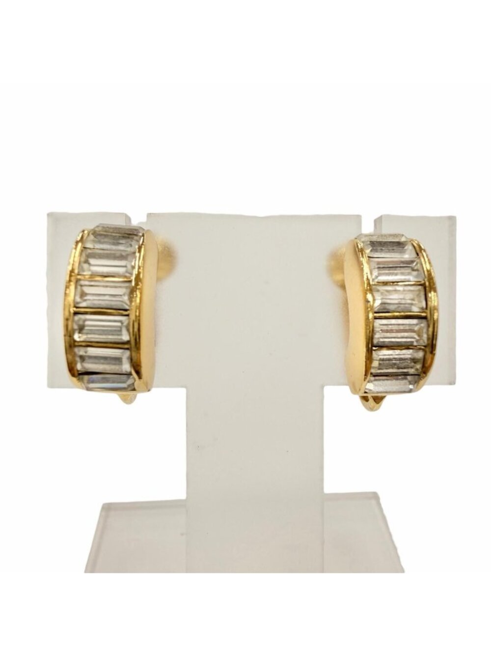 Dior Vintage Baguette Cla Star Hagi Earrings Gold Clear